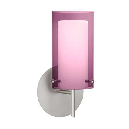 Besa Lighting Pahu 4 Mini Sconce, Amethyst/Opal, Satin Nickel Finish, 1x40W Halogen 1SW-A44007-SN